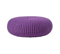 (Purple) Knitted Cotton Large Round Pouffe Footstool 70 x 23 cm
