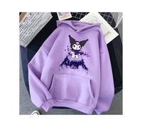 (Purple, L) Kawaii Kuromi Hoodie Grunge Gothic Punk Cartoon Print Loose Harajuku Tops