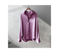 (Purple, L) Office Lady Shirts And Blouses Woman Top Autumn Winter Korean Long Sleeve Button Elegance Sweet Casual Summer Fashion Shirts