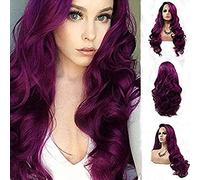 Purple Lace Front Wigs for Women Body Wave Long Synthetic Realistic Hair Wig with Black Roots Glueless Hair Replacement Wigs 24INCHES