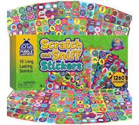 PURPLE LADYBUG 1260 Scratch and Sniff Smelly Stickers - 810 Large & 450 Small Scented Stickers in 15 Scents for Kids & Teachers - Perfect Christmas Gifts, Stocking Fillers, Rewards