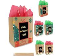 PURPLE LADYBUG 6 Christmas Bags Multipack - Christmas Bags for Presents with Scratch Paper Panel for Personalised Messages with 3 Unique Designs and Tissue Papers