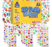 PURPLE LADYBUG 900+ PCS Assorted 3D Stickers for Kids - Perfect Christmas Gifts, Stocking Fillers - 40 Sheets with Stars, Animals, Cars & More - Travel Activity & Scrapbooking