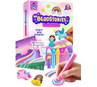 PURPLE LADYBUG Bead Art for Kids, Princess and Unicorn Crafts | Mosaic Craft Kit, Make 19 Story Friends with 10 Colors Beads, 6 Bead Pens and 3 Backgrounds
