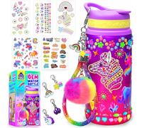 PURPLE LADYBUG Decorate Your Own Water Bottle - Craft Kit for Kids - BPA Free - Unicorn DIY Fun for Girls Ages 4+, Birthday & Christmas Gifts for Kids, Personalised Leak-Proof Water Bottle (590ml)