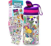 PURPLE LADYBUG Decorate Your Own Water Bottle for Kids Age 5+ - Girls Water Bottles for School - BPA-Free Personalised Bottle with Waterproof Stickers, Girls Birthday Presents, Back to School Gift