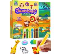 PURPLE LADYBUG DIY Fun Creative Bead Art Making Kit for Kids Ages 4 5 6 7 8 - Animal World Theme Birthday Gift for Boys & Girls, Arts & Crafts Set with Colorful Templates, Beads Pen & Craft Activity