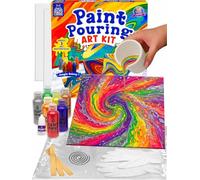 PURPLE LADYBUG Low-Mess Paint Pouring Kit for Ages 6+ - Washable Non-Toxic Painting Kit for Kids with Gloves & Table Cover for Easier Cleanup, Art and Crafts for Kids Ages 8-12, Crafts for Girls 8-12