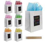 PURPLE LADYBUG Premium White Gift Bags - 7 Pack with Scratch Art Panel for Personalised Messages - Thank You Gift Bag for Teachers, Mother's Day & Father's Day Gifts, Birthday, & Graduation.