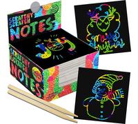 PURPLE LADYBUG Scratch Art Notes for Kids and Teens - 150 Sheets - Fits Small Gift Bags, Stocking Fillers Women - Teen Boy & Girls Stocking Fillers - Teen Craft Activity Gift (Rainbow Holographic)