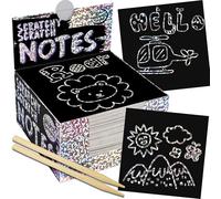 PURPLE LADYBUG Silver Holographic Scratch Art Notes for Kids - 150 Silver Sheets with 2 Styluses, Stocking Fillers for Teenage Girls, Craft Activity & Fun Birthday Gift for Teens and Adults