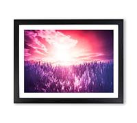 Purple Landscape Meadow Modern Framed Print | A4 Black Framed Wall Art | Ready to Hang | Modern Landscape Picture | Living Room Bedroom Lounge Office