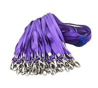 Purple Lanyards for Id Badges Nylon Neck Flat Bulk Lanyard Swivel Hooks clips, Durably Woven lanyards with clip for Key Chains Men Women Office ID Name Tags and Badge Holders, lanyards 50Pack 32-inch