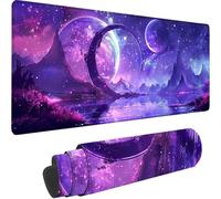 Purple Large Mouse Mat 1200 x 600 x 3 mm, Extended Gaming Mouse Pad Starry Sky Desk Mat With Stitched Edges, Adults Mousepad Non Slip Rubber Base, Waterproof Soft Cloth Desk Pad for Office Decor 0-E