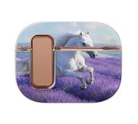 Purple Lavender And Horse Headphone Case Compatible with Airpod Pro 2 Protective Cover Cute Hard Case