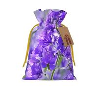 (Purple Lavender Colored Flowers) Drawstring Gift Bags for Birthday Party Christmas Reusable Holiday Wrap Bags Medium Size