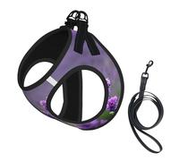 Purple Lavender Colored Flowers print Dog Harness and Leash Set, Reflective Adjustable Puppy Vest for Small Medium Large Dogs, Cats