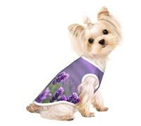 Purple Lavender Colored Flowers Print Dog Shirt Summer Lightweight Pet T Shirts Soft Breathable Stretchy Cats Dogs Tee Shirt