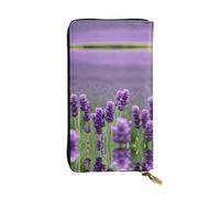 Purple Lavender Colored Flowers Print Leather Long Clutch Wallet â€“ Fashionable Personalized Wallet, Multiple Card Slots, Gift Ready, Black, One Size