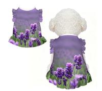 Purple Lavender Colored Flowers Print Pet Breathable Sleeveless Skirt M