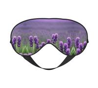 Purple Lavender Colored Flowers Print Sleep Eye Mask with Adjustable Strap Soft for Airplane Travel Relax Yoga Nap Meditation