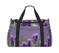 Purple Lavender Colored Flowers Print Travel Hand Travel Bag Weekender Overnight Carry On Tote Foldable Crossbody Bag
