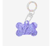 Purple Lavender Colored Flowers Printing 1 Pc Dog Bone Shape Id Tags Double Sided with Key Ring Craft for Pets