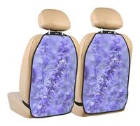 Purple Lavender Colored Flowers Printing,2 Pack Car Seat Kick Mats Back Seat Protector Durable Back Seat Organiser