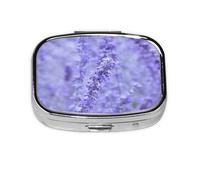 Purple Lavender Colored Flowers Printing,Meta Pill Box 2 Compartment Medicine Case,Portable Organizer,Rectangle Meta Portable Organizer Pill Box 2546 Compartment Medicine Case