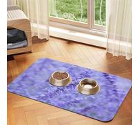 Purple Lavender Colored Flowers Printing,Waterproof Pet Feeding Mat,PU Leather Placemats for Cat Dog Water Bowl,Food Mats,40x60cm
