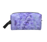 Purple Lavender Colored Flowers PrintingLarge Capacity Cosmetic Organizer，Travel Makeup Bag for Women