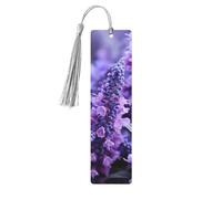 Purple Lavender Colored Flowers Wood Bookmark for Men Women Reading Wooden Bookmarks Unique Handmade Book Marks with Tassel Pendant Craft Bookmark for Book Lovers Birthday Teachers Gift