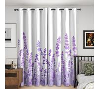 Purple Lavender Curtains Blackout, 90x108 Inch 2 Panels - Rustic Flower Floral Pattern Black Out Curtains, Home Decor, 108 Drop Eyelet Window Drapes for Bedroom, Living Room DI36