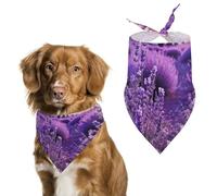 Purple Lavender Dog Bandanas for Feeding Grooming, Triangle Pet Bibs Washable Pets Scarf for Cats & Dogs