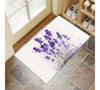 Purple Lavender Door Mats Indoor Doormat Washable For Pets Door Matts Duty Non-Slip Entrance Mat Super Absorbent Front Doormat, Watercolor Flowers For Kitchen Bathroom White, 60 X 90 Cm