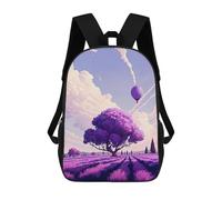 Purple Lavender Field with Hot Air Balloon Kids Backpack, Backpack School Bag, Backpacks Kids School 3D Printed School Bags for Elementary And Middle School Students Teens Birthday Gift 17inch