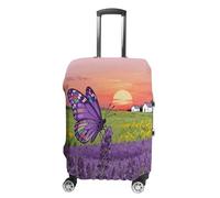 Purple Lavender Fields Travel Luggage Cover Stretchable Airplane Suitcase Protector Sleeve Universal Washable Fit for 19-32 Inch Checked Baggage,Water Resistant Durable Luggage Protector X-Large