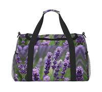 Purple Lavender Floral Flowers Hand Travel Bag - Large Reusable Shopping Tote Bag, Perfect for Outdoor Activities, Sports, Camping & Groceries, Black, One Size