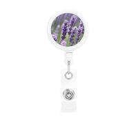 Purple Lavender Floral Flowers Print Badge Holders for Securing onto Pockets and Purse Straps for Work Office Hospital