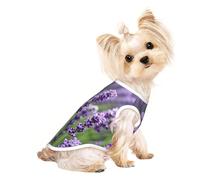 Purple Lavender Floral Flowers Print Pet T-Shirt, Sleeveless Pullover Vest For Small Puppy Kitten Indoor Outdoor Wear
