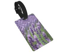 Purple Lavender Floral Flowers Printed Small Luggage Tags Portable Bag ID Holders with Adjustable Strap for Travel Gear