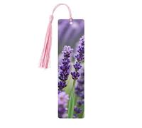 Purple Lavender Floral Flowers Tassel Bookmarks Set for Women, 5 Pc Wooden Book Study Supplies Accessories for Reading