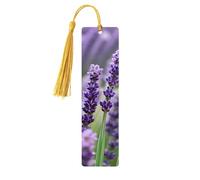 Purple Lavender Floral Flowers Tassel Bookmarks Set for Women, 5 Pc Wooden Book Study Supplies Accessories for Reading