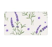 Purple Lavender Floral White,Mouse Pad Large Desk Pad Computer Keyboard Mouse Mat with Non Slip Rubber Base 40 x 70 cm