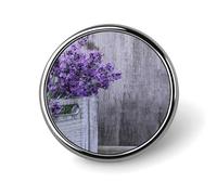 Purple Lavender Flower Badge,Comfort Light in Weight Round Emblem Cute Funny Decor Brooch Smooth Does Not Fade Badges for Hats Jackets Coat Shirt
