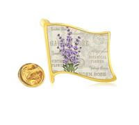 Purple Lavender Flower Golden Metal Flag Lapel Pin Badge