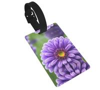 Purple Lavender Flower Printed Small Luggage Tags Portable Bag ID Holders with Adjustable Strap for Travel Gear