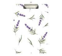 Purple Lavender Flowers White Acrylic Clipboard Portable Clipboard Paperboard Chic Design Clipboards with Low Profile Metal Clip for Women Men Teachers Nurses
