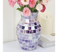 Purple Lavender Mosaic Glass Vase, Handmade Modern Decorative Vase for Dried Flowers, Home Décor, Living Room, Kitchen & Wedding Centrepiece