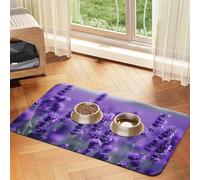 Purple Lavender Pet Feeding Mat 40x60cm, Absorbent Dog Mat for Food and Water Bowl, PU Leather Cat Food Mat Waterproof Dog Bowl Mats Quick Dry Pet Placemats-No Stains